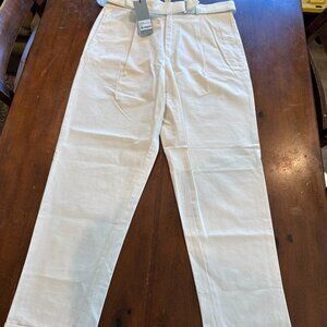 Officine Générale Ecru Organic Cotton Twill Belted Trousers Size 52
